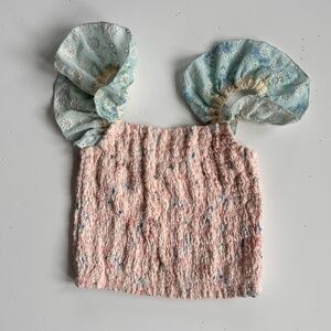 Global Love Girls Smocked Floral Top – Size M